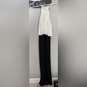 Ark & Co Black and White Halter long elegant dress, measures 60 inches long